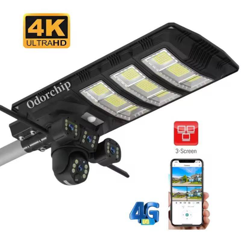 Lampadaire solaire caméra 4G
