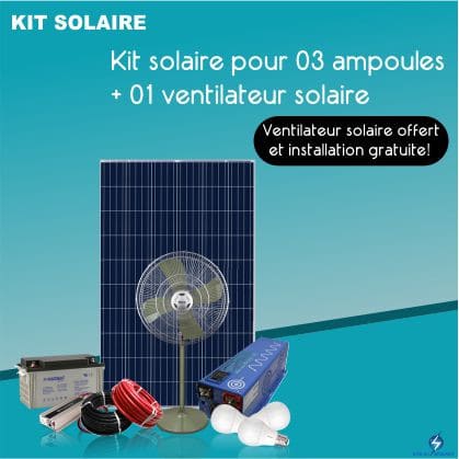 KIT solaire pour 3 ampoules + 1 ventilateur solaire