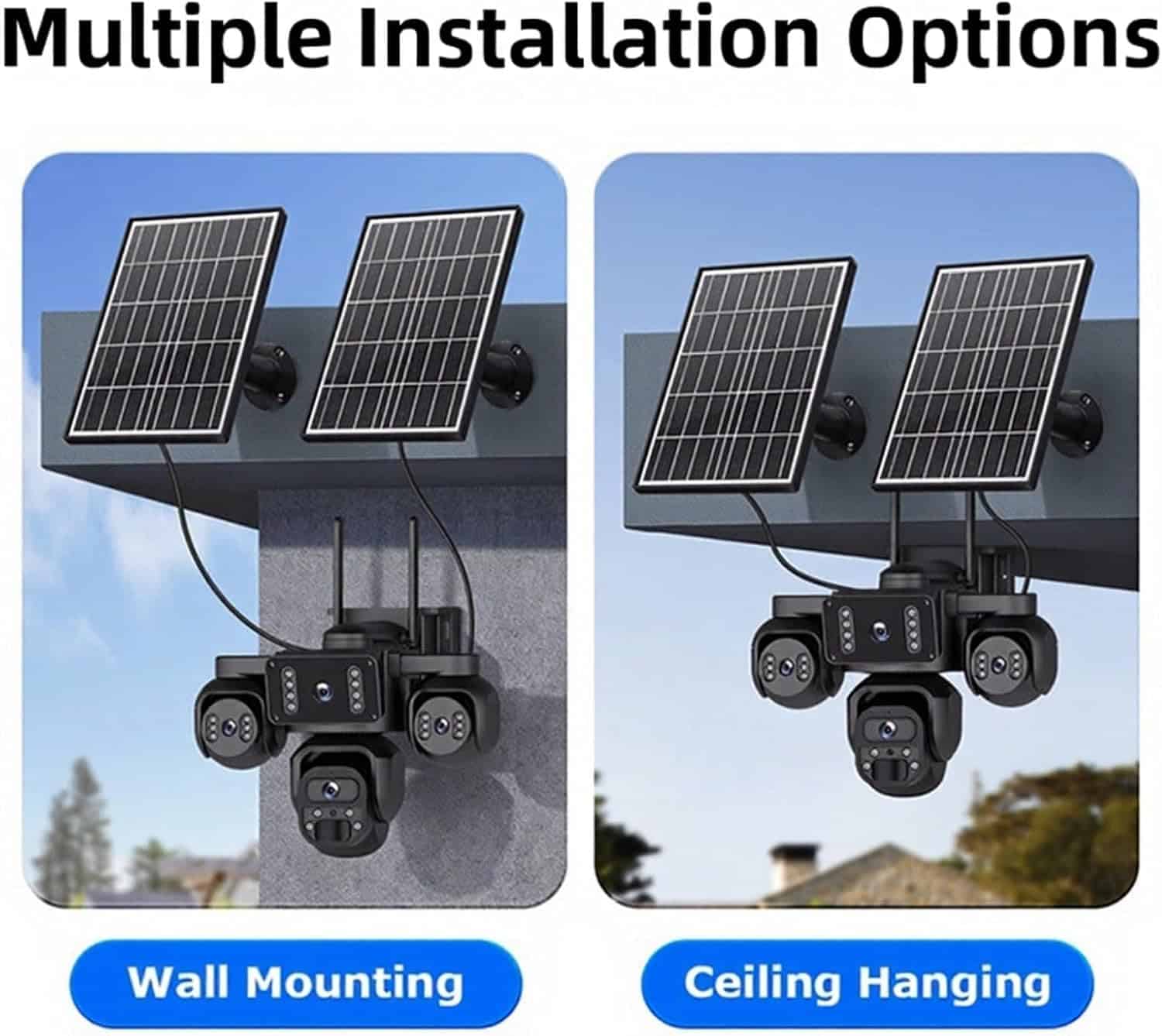 Caméra de Surveillance Solaire 4G Wi-Fi Triple Objectif 360° au Cameroun