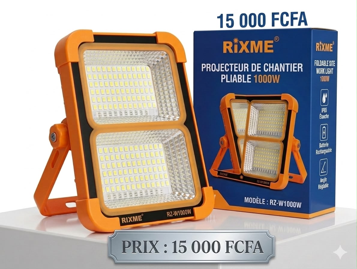 PROJECTEUR DE CHANTIER SOLAIRE RIXME 1000W